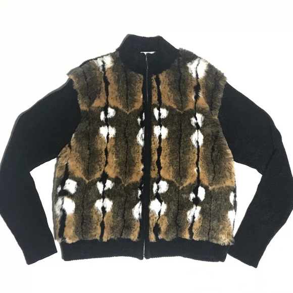 Lisa International Woman’s Sweater Faux Fur & Knit - Picture 1 of 5